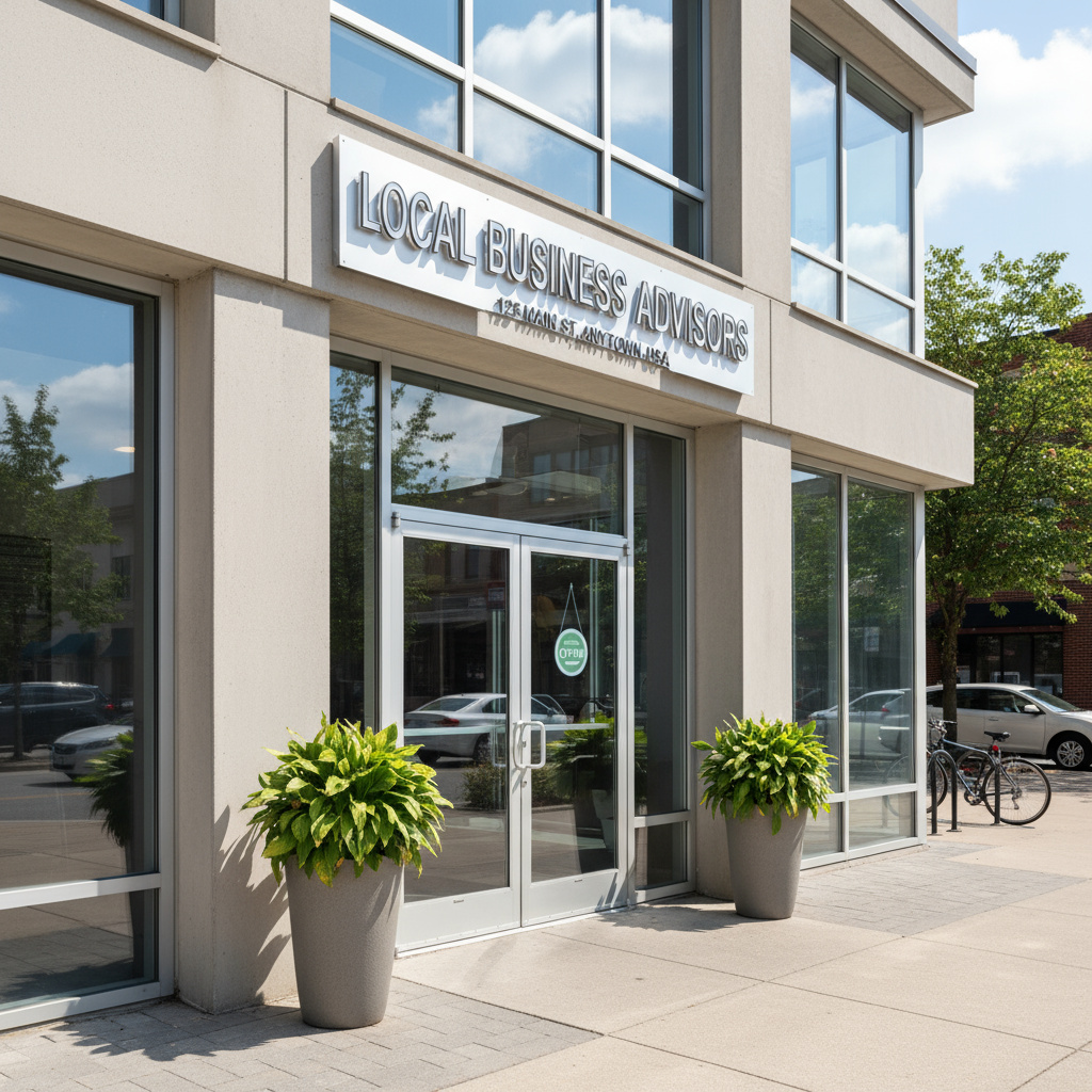 Professional office entrance representing the local business address