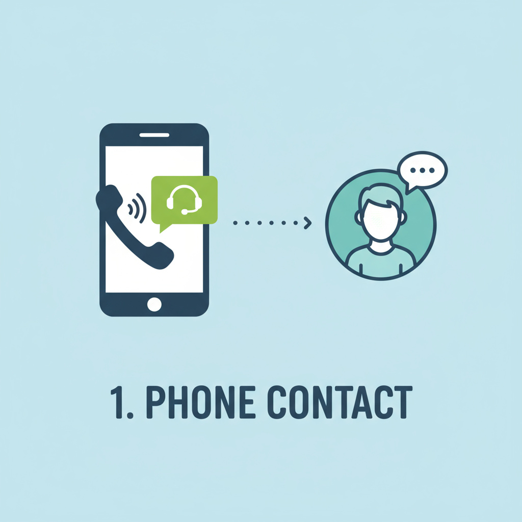 Sequence of booking steps: contact, inspection, team arrival, completion